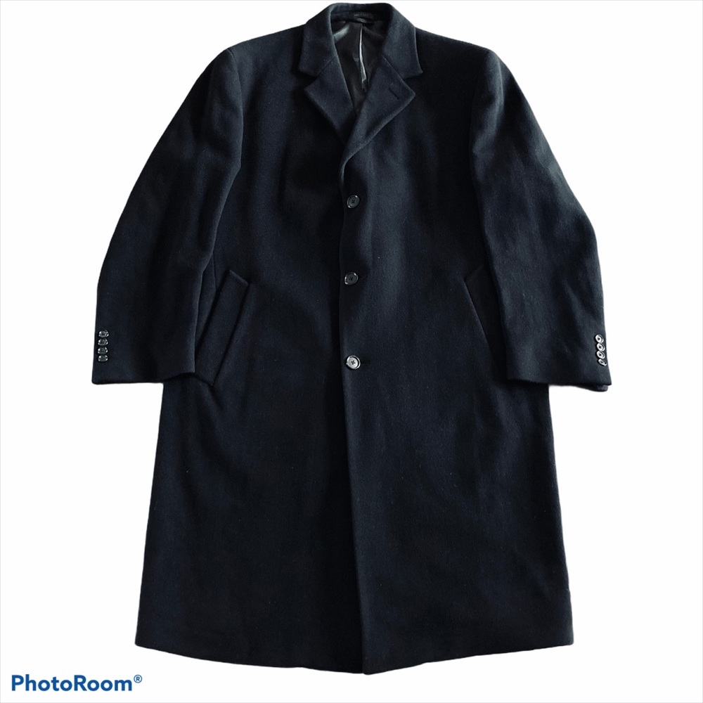 Nautica 44R Black Wool Blend Overcoat